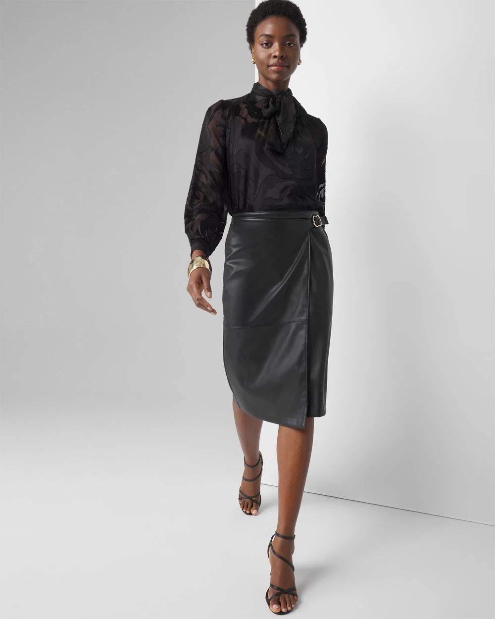 Faux leather wrap pencil skirt outlet